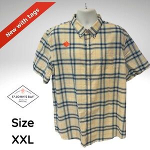 St. John’s Bay Men’s Short Sleeve Plaid Button-Down Shirt – Size XXL – NWT